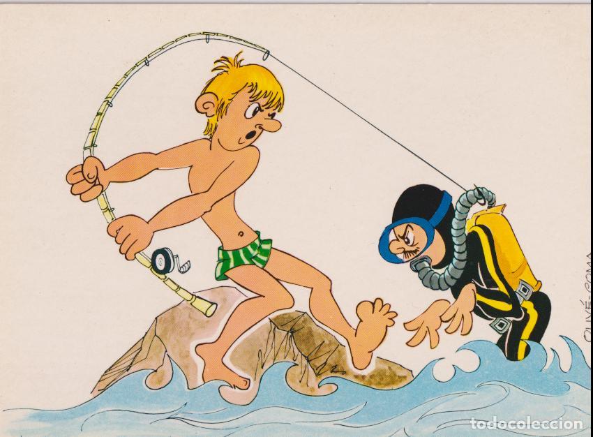 Postales: ILUSTRADOR: OLIV&Eacute;-COMA, VACACIONES, SORPRESA EN LA PESCA - SAVIR N&ordm;516 - S/C