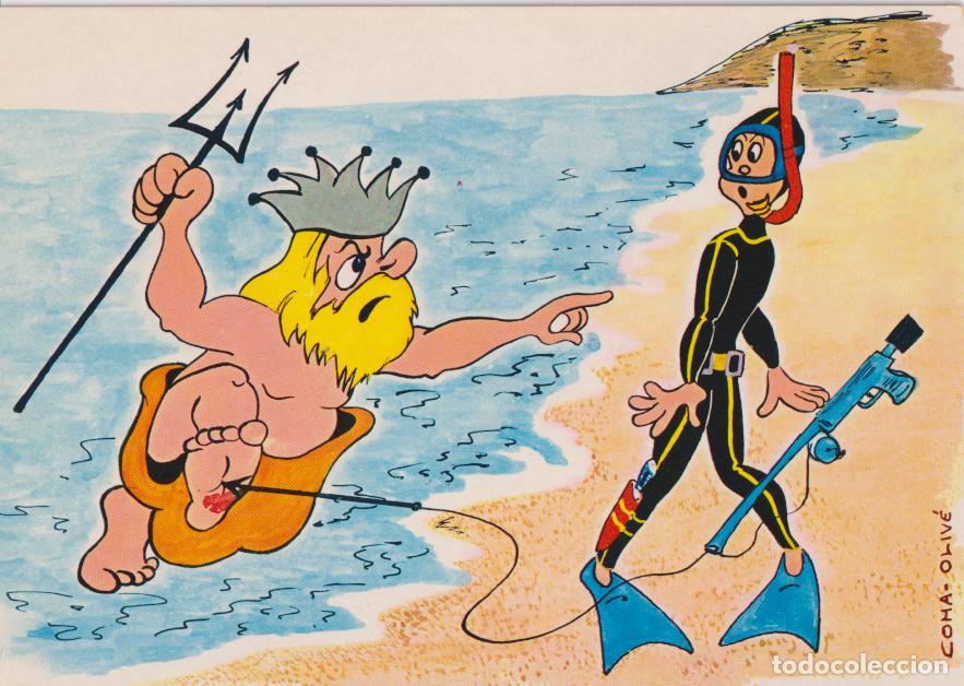 Cartes Postales: ILUSTRADOR: OLIV&Eacute;-COMA, DEPORTES, CAZADOR SUBMARINO, ATENCI&Oacute;N CON NEPTUNO! - SAVIR N&ordm;515 - S/C