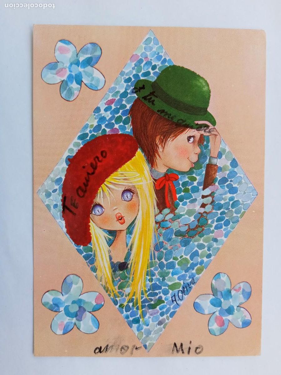 Postales: BONITA POSTAL CON DIBUJO DE PAREJA . A&Ntilde;OS 70