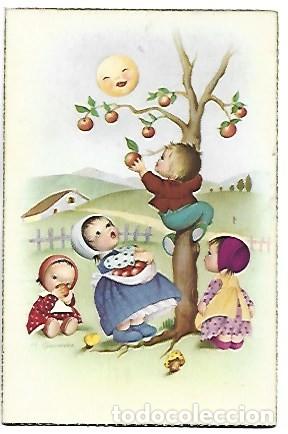 Postales: FELICITACION / GREETING CARD. (NI&Ntilde;OS ROBANDO MANZANAS)