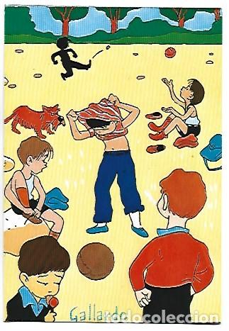 Postales: NI&Ntilde;OS JUGANDO AL FUTBOL.- ILUSTRACION DE GALLARDO