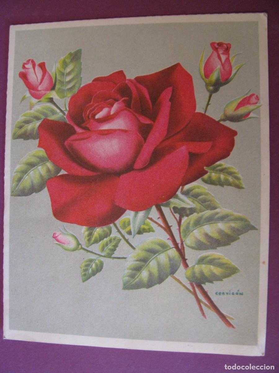 Postales: POSTAL TROQUELADA DE IL. CERVIG&Oacute;N. FLORES. CIMER 15X12 CM. ESCRITA 1958