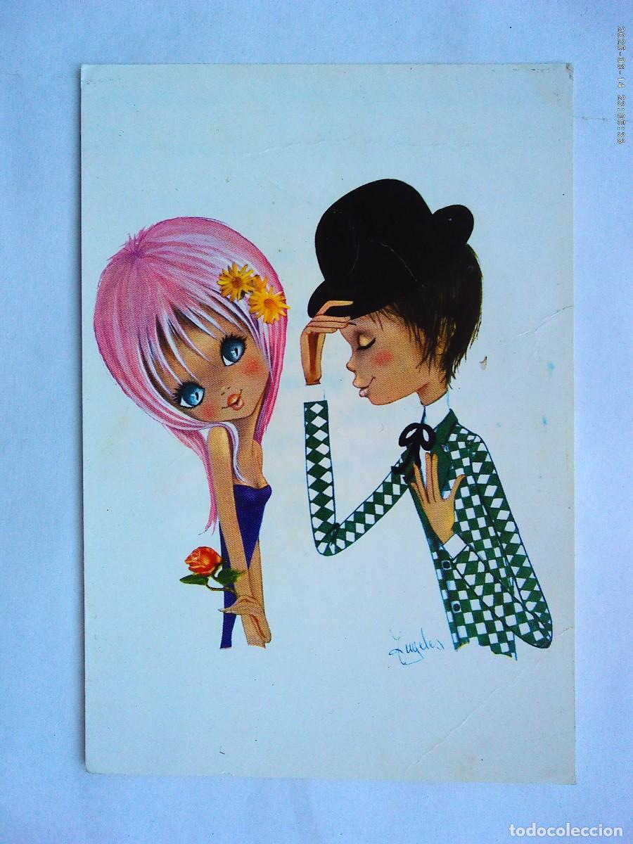 Postales: BONITA POSTAL CON DIBUJO DE PAREJA . A&Ntilde;OS 70