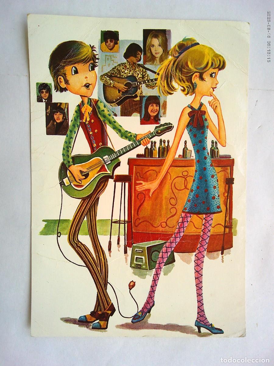 Postales: BONITA POSTAL CON DIBUJO DE PAREJA YE-YE . A&Ntilde;OS 70