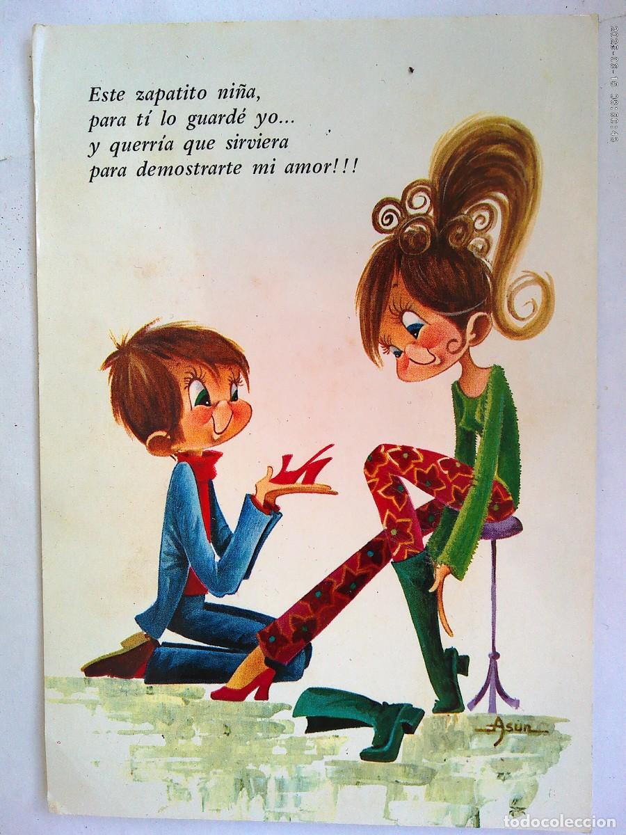 Postales: BONITA POSTAL CON DIBUJO DE PAREJA ENAMORADA . A&Ntilde;OS 70