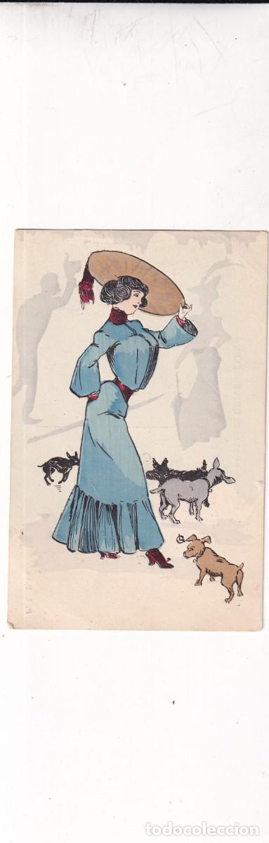 Postales: Postal ilustrada mujer con sombrero y perros. P L. Paris Circulada