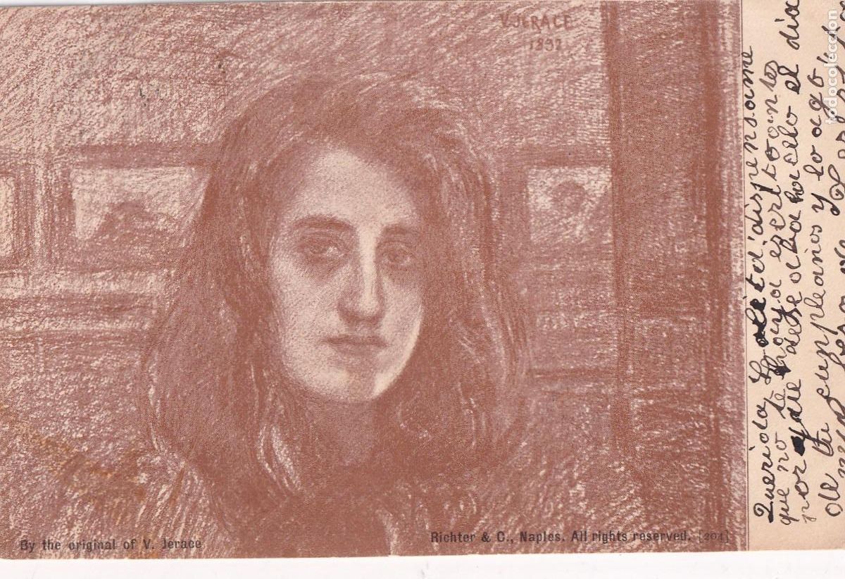 Postales: Postal ilustrada mujer italiana N&aacute;poles. Richter & co V. Jerace ilustrador.