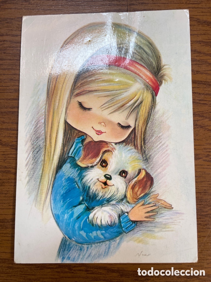 Postales: Postal Ilustraci&oacute;n Nuco (N&uacute;ria Bar&oacute;) - Ni&ntilde;a con Perro Sin Circular - Ediciones C y Z