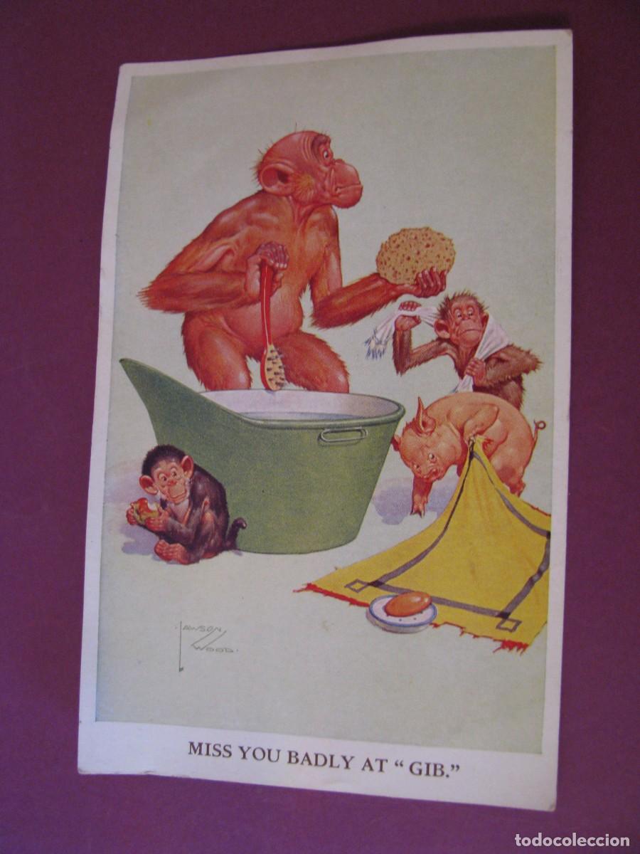 Postales: POSTAL CARICATURA DE IL. LAWSON WOOD. SERIE GRAN POP. MISS YOU BADLY AT GIBRALTAR.