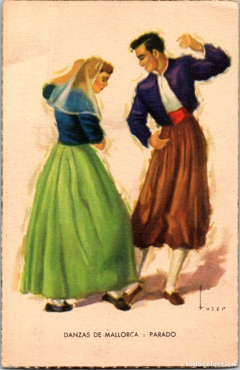 Postales: Danzas de Mallorca - Parado - Ilustra Tuser - Bordes dorados - Laietana - Folklore Espa&ntilde;ol D