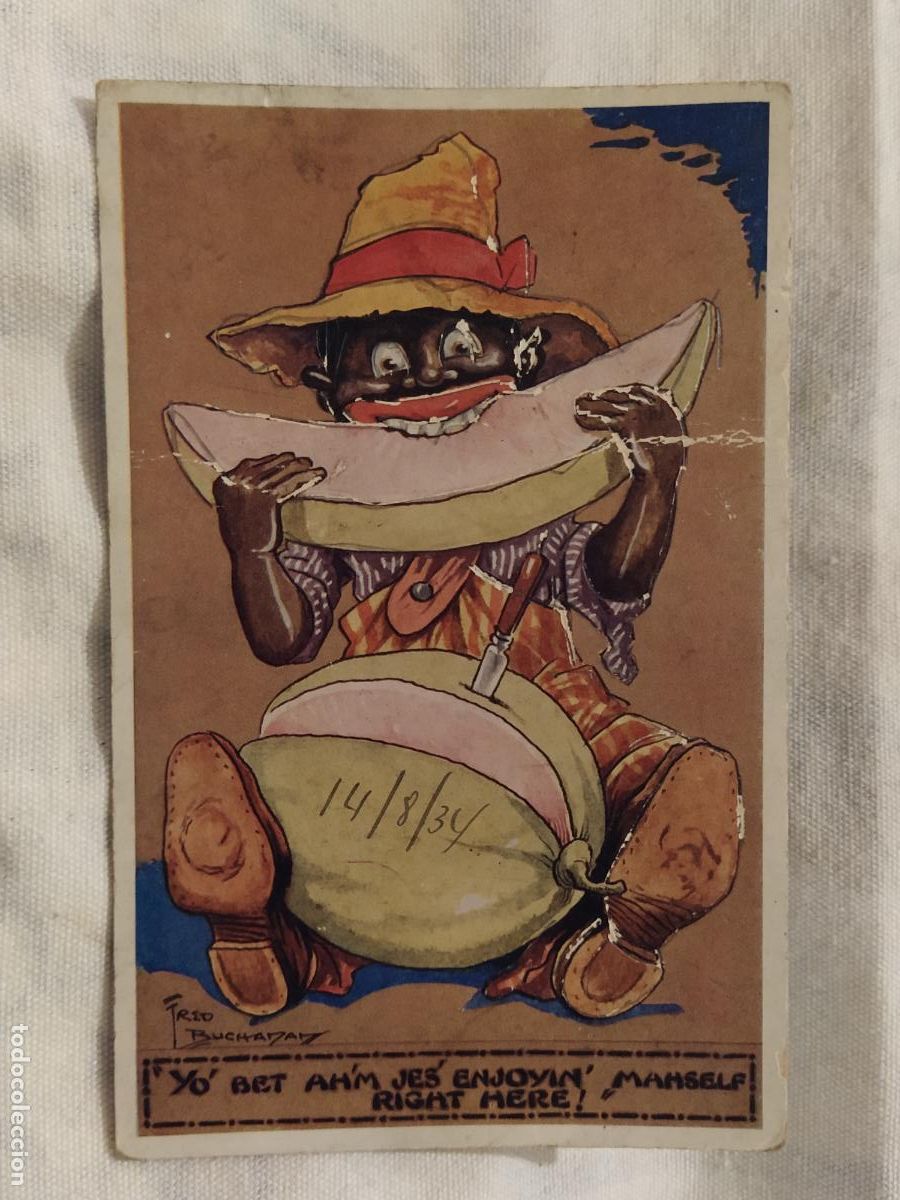 Postales: HOMBRE NEGRO COMIENDO FRUTA - FRED BUCHANAN - POSTAL ANTIGUA -(116.113)
