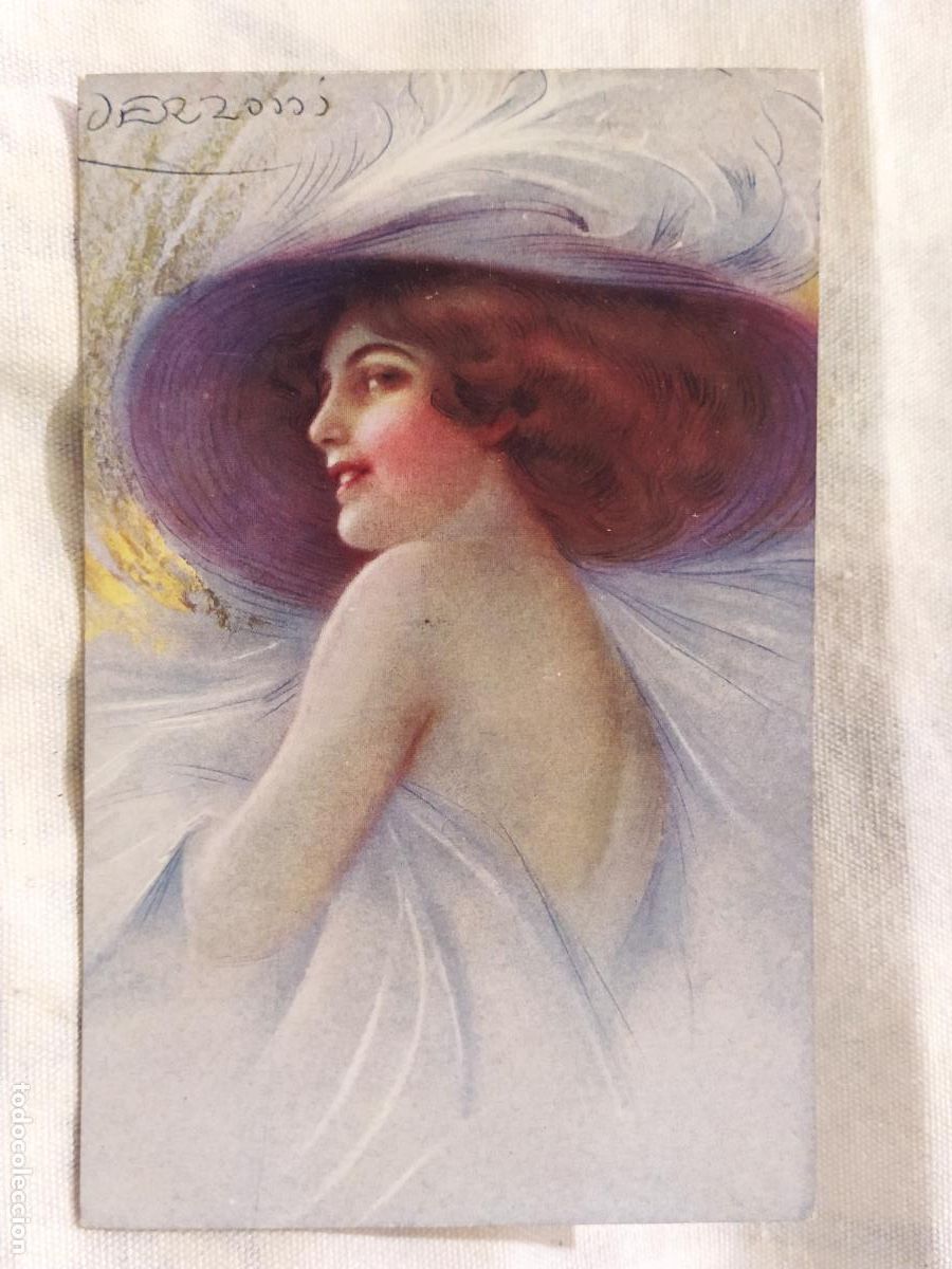 Postales: GUERZONI - LA MUJER DEL SOMBRERO - POSTAL ANTIGUA -(116.119)