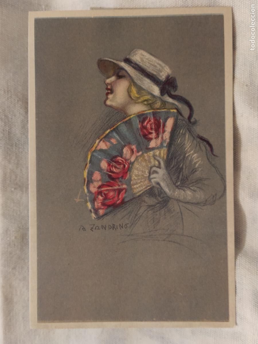 Postales: A. ZANDRINO - LA MUJER DEL ABANICO - POSTAL ANTIGUA -(116.120)