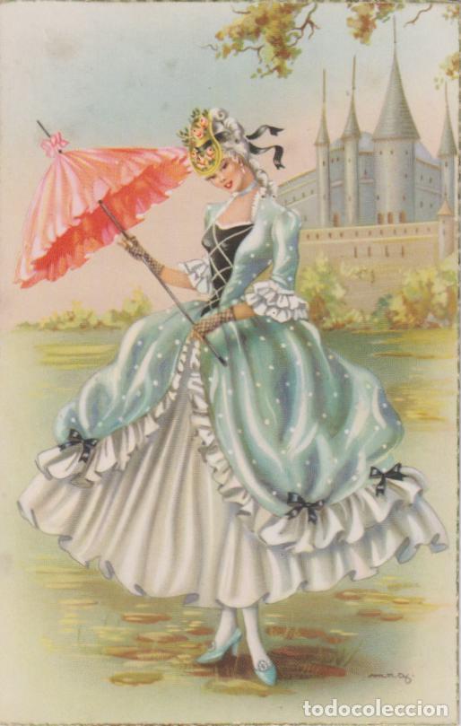 Postales: ILUSTRADOR: M.R.G., DAMA CON SOMBRILLA - EDITA CyZ 539/A &ndash; ESCRITA 1955
