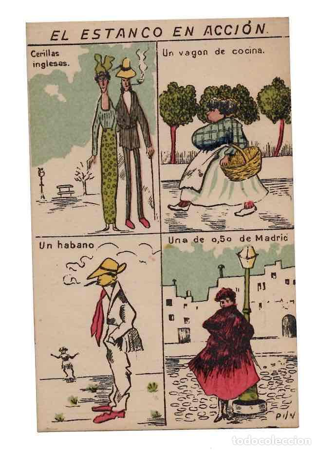 Postales: TARJETA POSTAL EL ESTANCO EN ACCION. ILUSTRADA POR PUN. ESPA&Ntilde;A