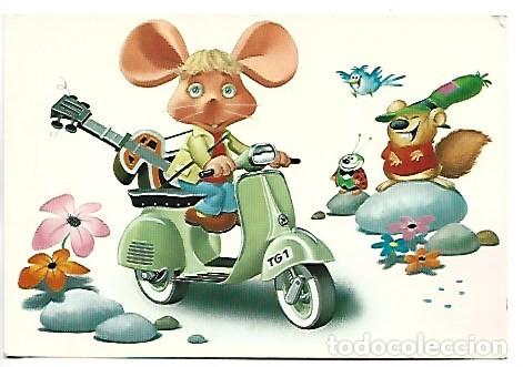 Postales: RATON &rdquo; TOPO GIGGIO &rdquo;, MOTORISTA MUSICO.- ILUSTRACION