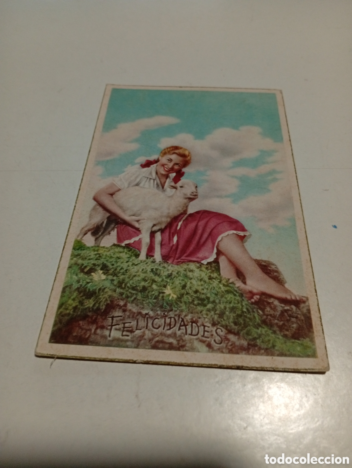 Postales: Postal felicidades mujer cordero