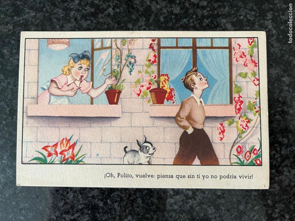 Postales: pareja de ni&ntilde;os escrita 1948