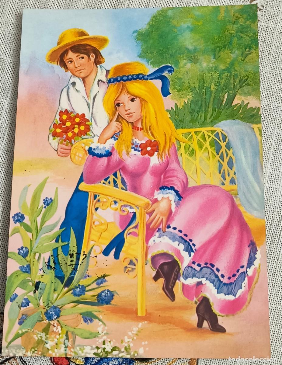 Postales: POSTAL | PAREJA EN EL JARD&Iacute;N - BERGAS / 3 COUPLES ROMANTIQUES