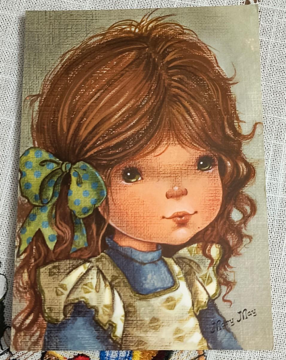 Postales: POSTAL | NI&Ntilde;A CON LAZO AZUL - MARY MAY N&deg;409/3 (COLECCI&Oacute;N PERLA)