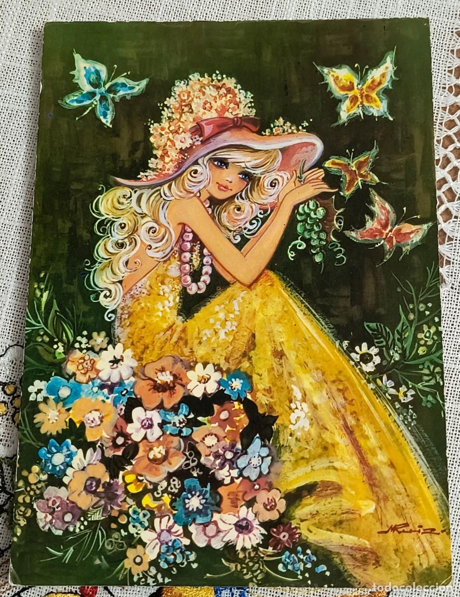 Postales: POSTAL | MUCHACHA CON FLORES - COLECCI&Oacute;N PERLA 158/1