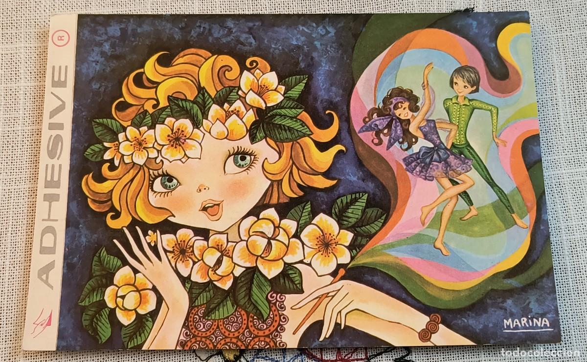 Postales: POSTAL ADHESIVA | MUCHACHA CON FLORES, ESTILO HIPPIE