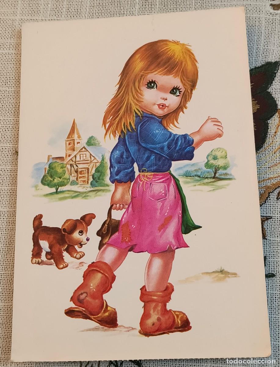 Postales: POSTAL | NI&Ntilde;A CON PERRITO / BERGAS 3- LADY