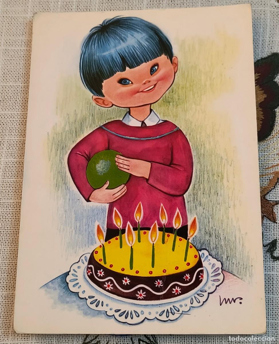 Postales: POSTAL | NI&Ntilde;O VON TARTA CUMPLEA&Ntilde;OS - BERGAS 15 - CUMPLEA&Ntilde;OS