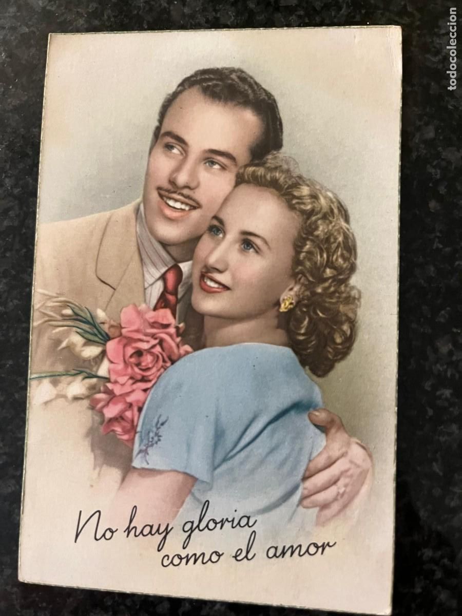 Postales: pareja de enamorados escrita 1958
