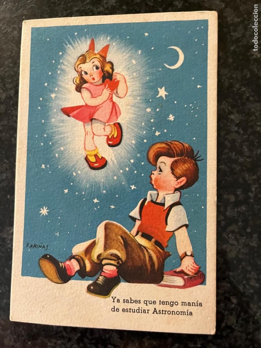 Postales: ni&ntilde;o con ada dibujo Fari&ntilde;as escrita