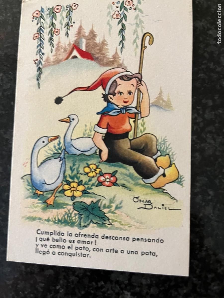 Postales: ni&ntilde;o con patos escrita 1951
