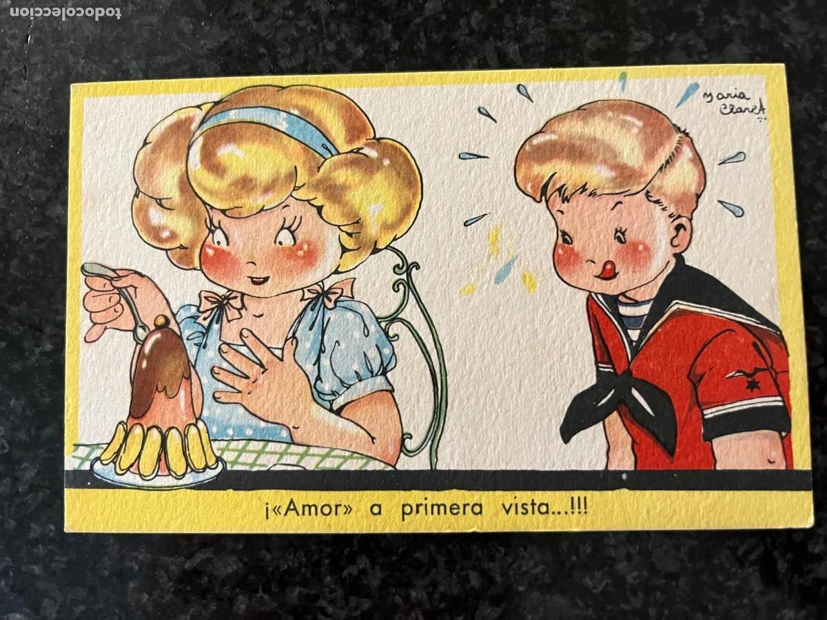 Postales: amor a primera vista dibujo maria Claret escrita 1947