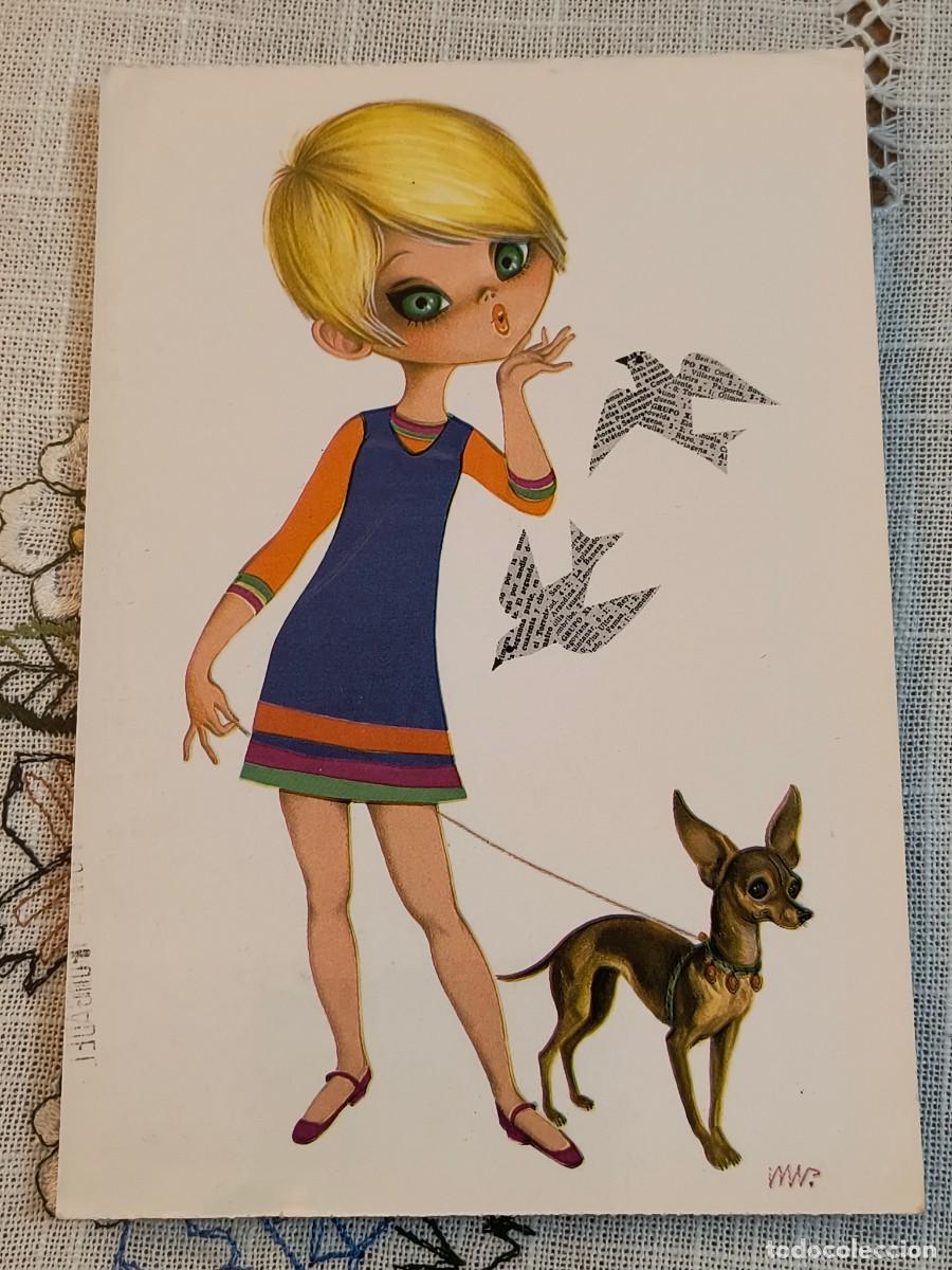 Postales: POSTAL | MUCHACHA CON PERRITO / BERGAS