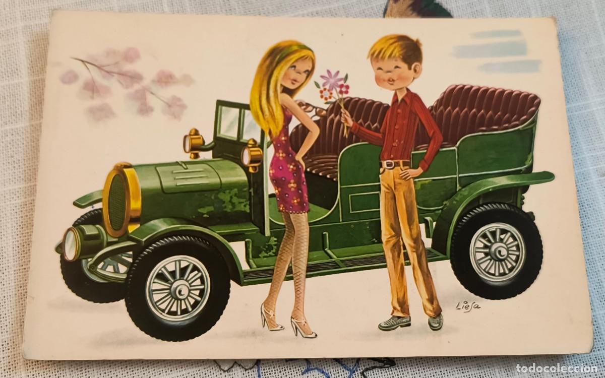 Postales: POSTAL | PAREJA DE ENAMORADOS JUNTO A COCHE