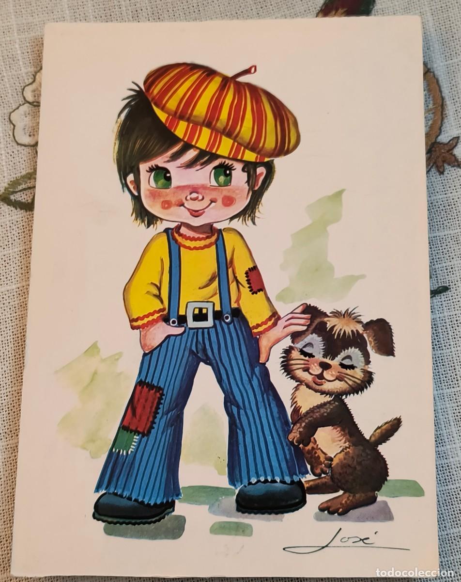 Postales: POSTAL | NI&Ntilde;O CON PERRITO / BERGAS