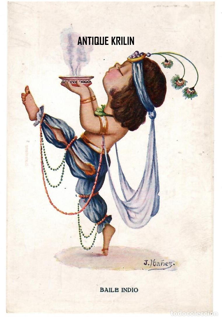 Postales: EDICIONES VICTORIA - COLL SALIETI N&ordm; 525 BAILE INDIO / ILUSTRA J. IBA&Ntilde;EZ / SIN FRANQUEAR
