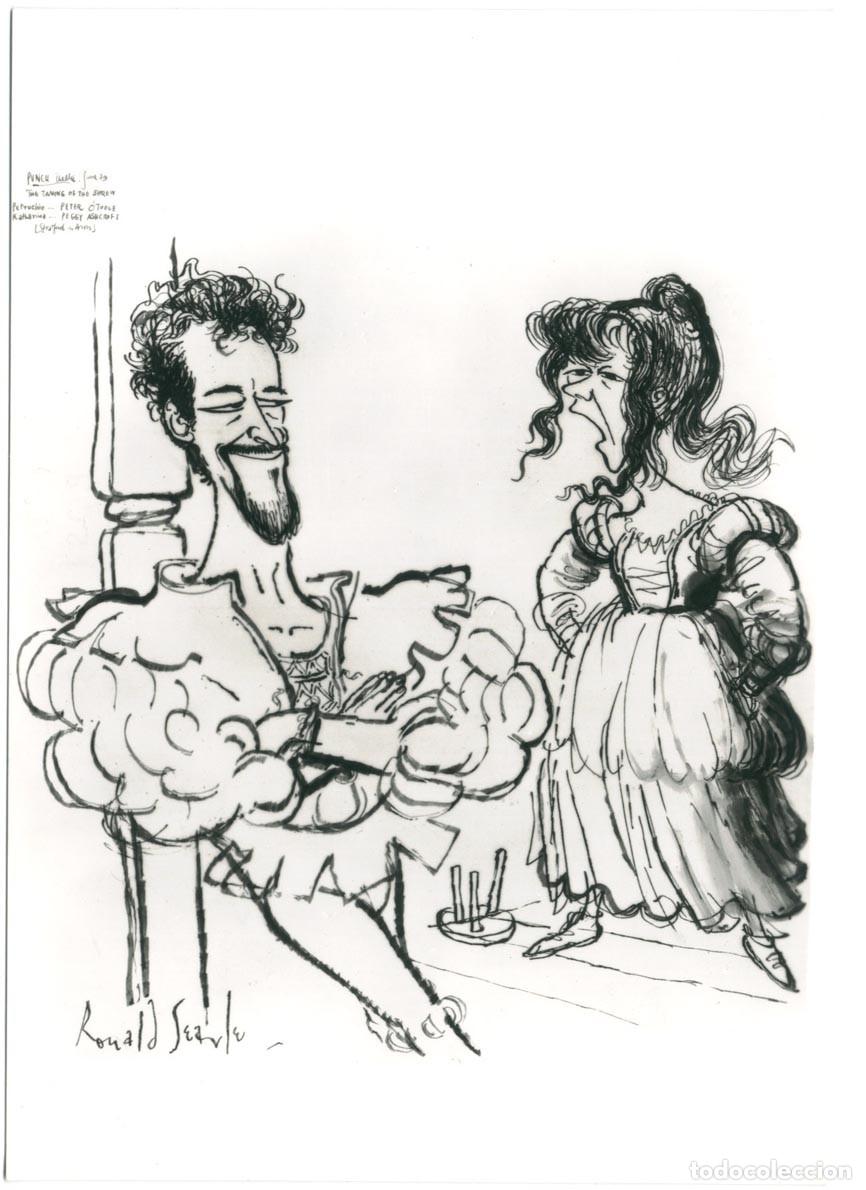 Postales: Laurence Olivier (Macbeth) & Peggy Ashcroft & Peter O'Toole (The Taming of the Shrew)_Ronald Searle