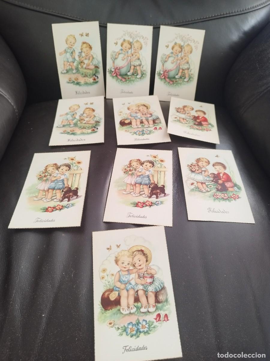 Postales: Coleccion de 10 antiguas tarjetas de felicitacion. De dibujos de ni&ntilde;os. Tria exclusivo CIMA.