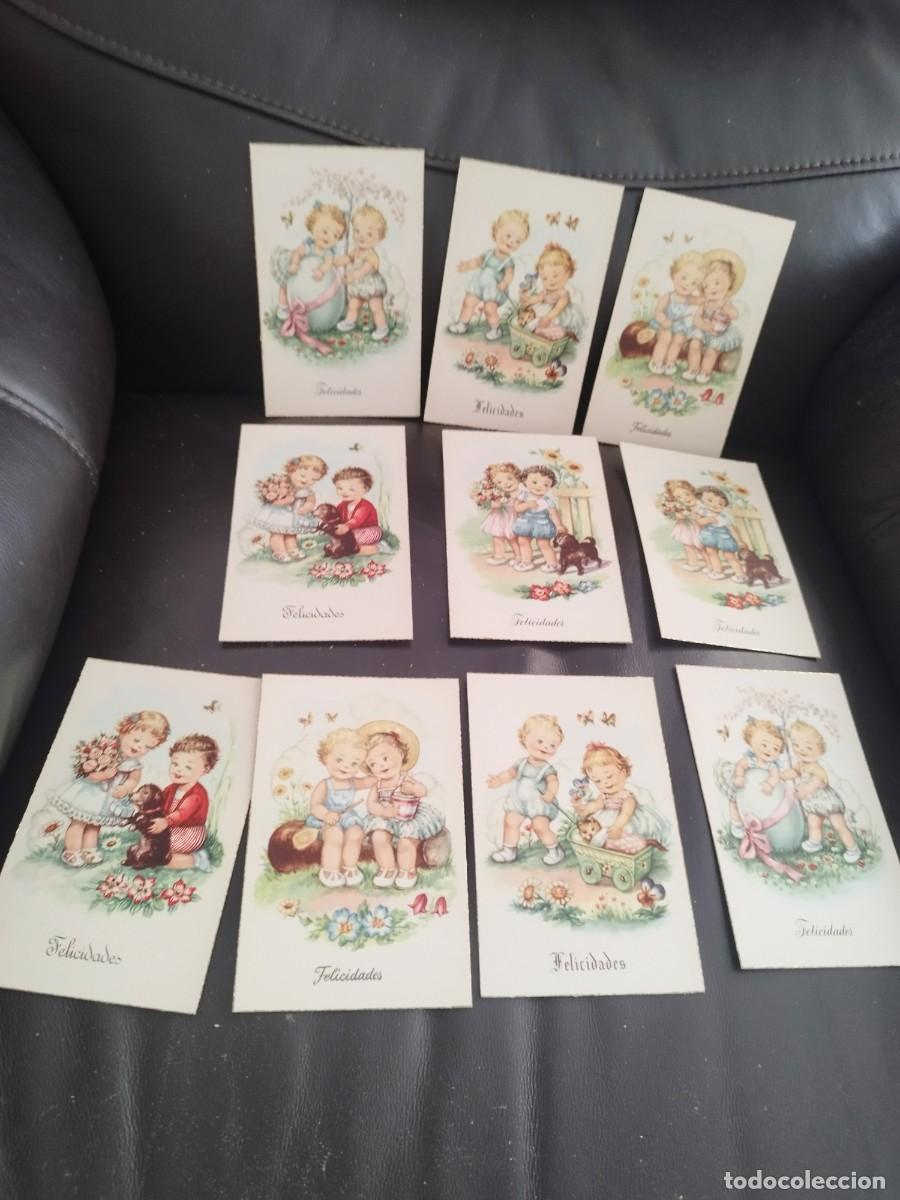 Postales: Coleccion de 10 antiguas tarjetas de felicitacion. De dibujos de pareja ni&ntilde;os. Tria exclusivo CIMA.