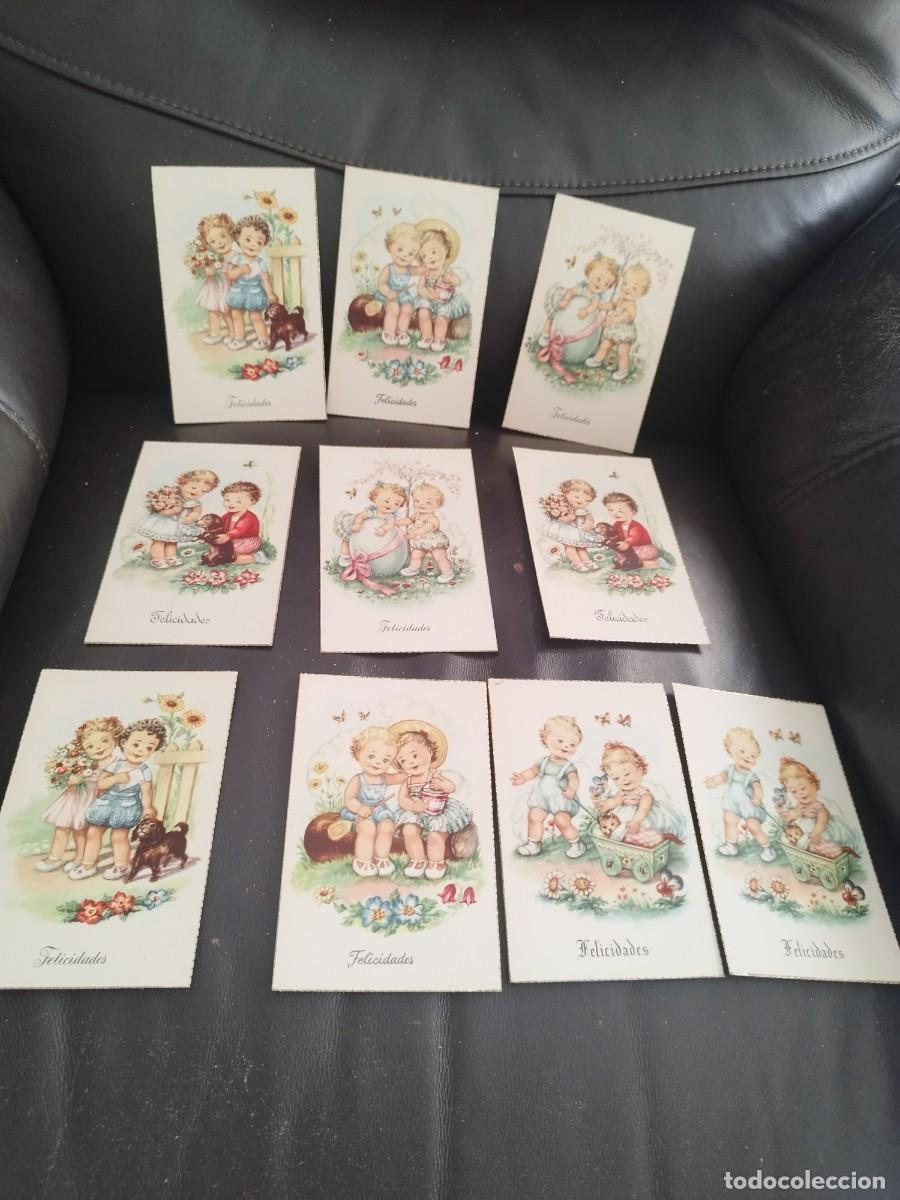 Postales: Coleccion de 10 antiguas tarjetas de felicitacion. De dibujos de pareja ni&ntilde;os. Tria exclusivo CIMA.