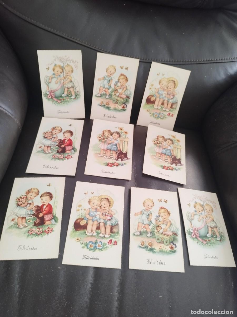 Postales: Coleccion de 10 antiguas tarjetas de felicitacion. De dibujos de pareja ni&ntilde;os. Tria exclusivo CIMA.