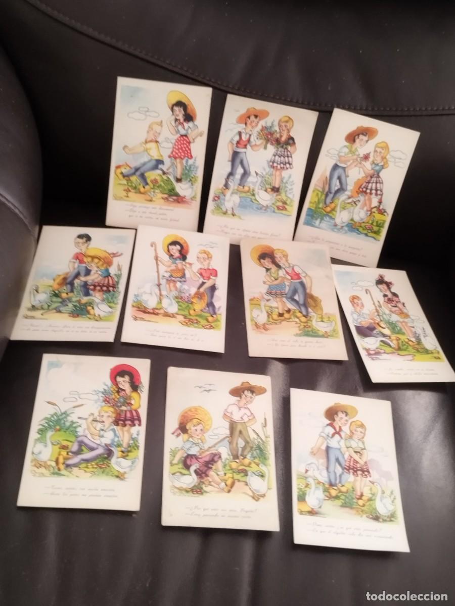 Postales: Colecci&oacute;n 10 antiguas tarjetas postales, estilo costumbrista o rom&aacute;ntico firmada por Oscar Daniel.