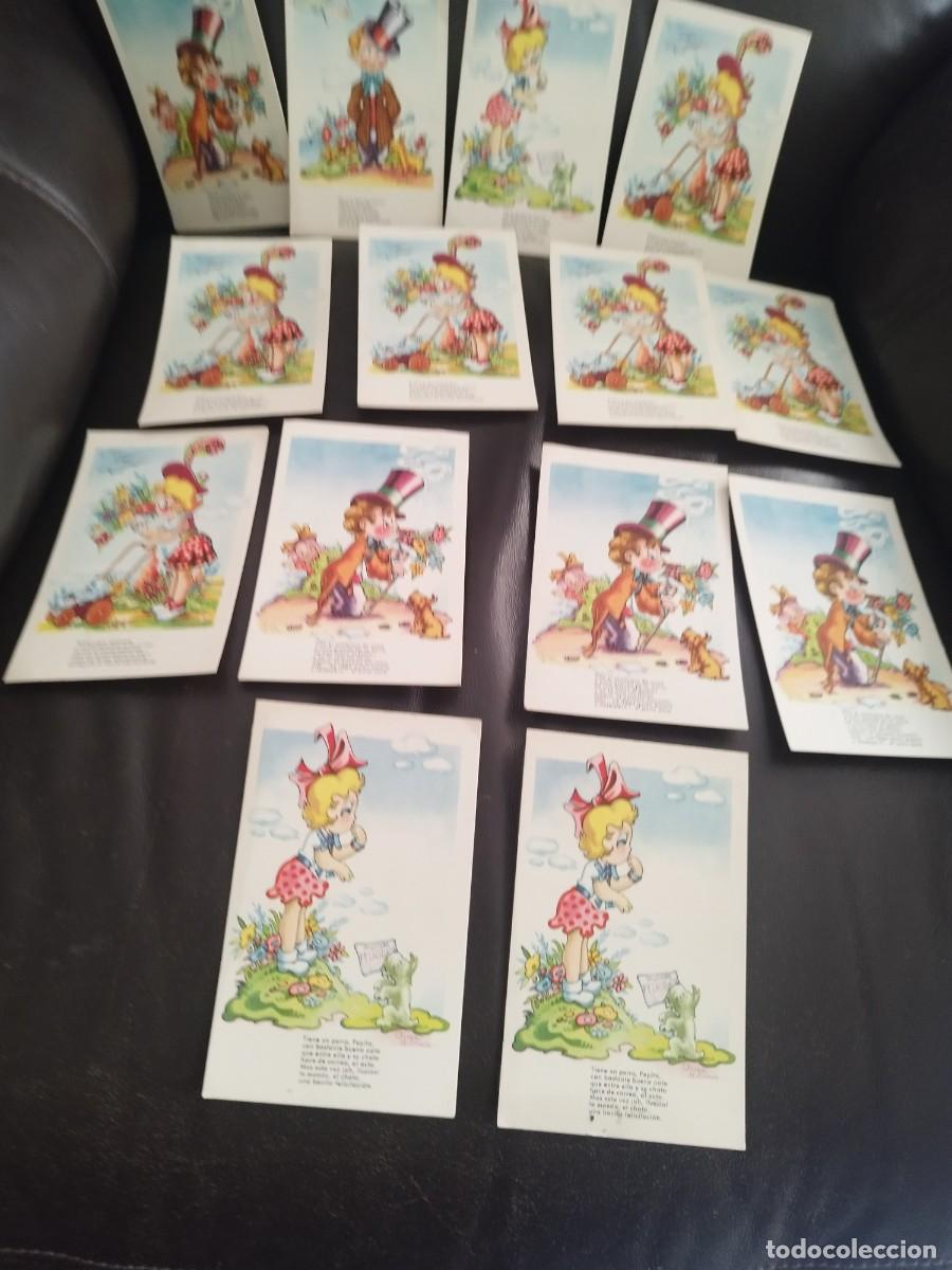 Postales: Colecci&oacute;n 14 antiguas tarjetas postales,ar&iacute;a Claret muestra a la ni&ntilde;a Pepita con un perrito. Vernet