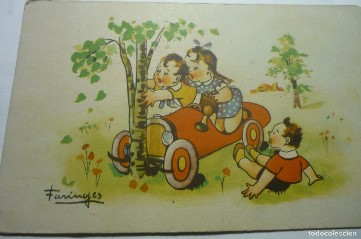 Postales: postal ni&ntilde;os campo dibujo farinyes escrita