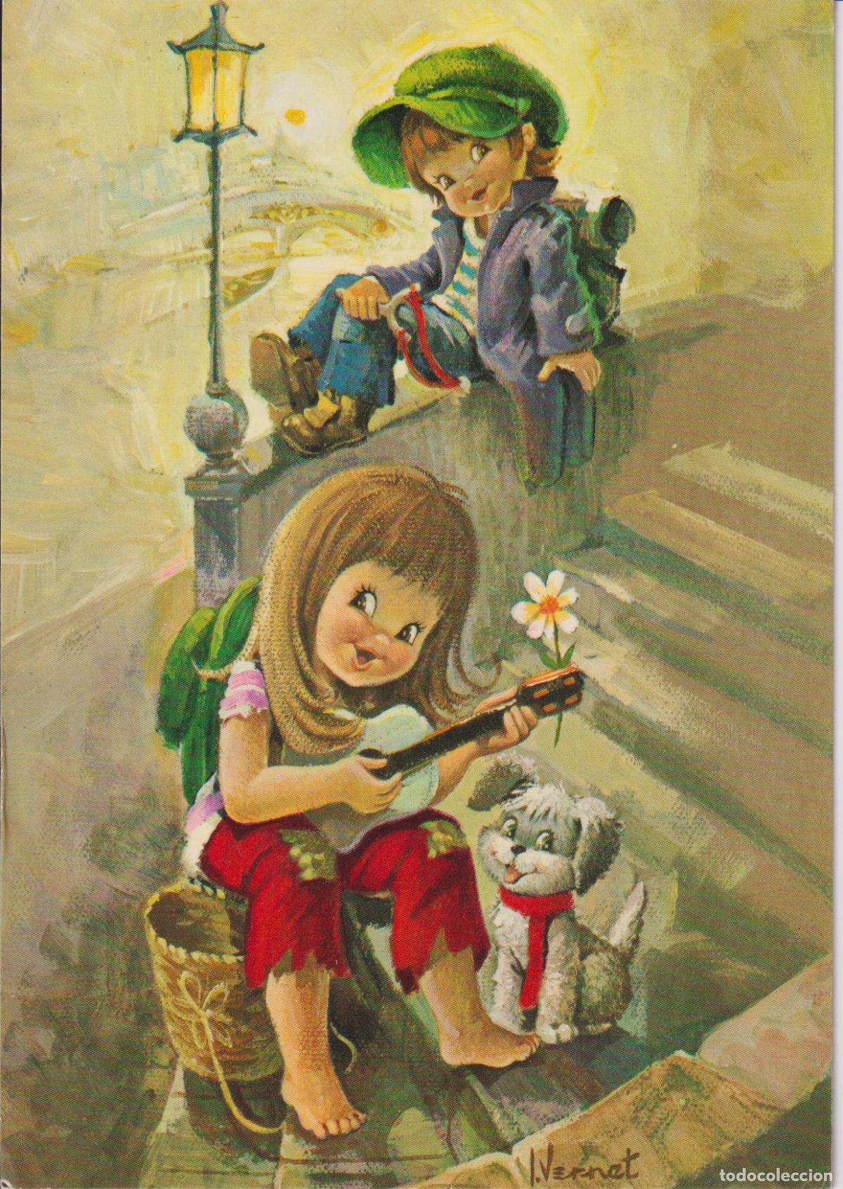 Postales: ILUSTRADOR: I.VERNET, TARDE MUSICAL &ndash; EDITA CyZ 7542/31B &ndash; ESCRITA