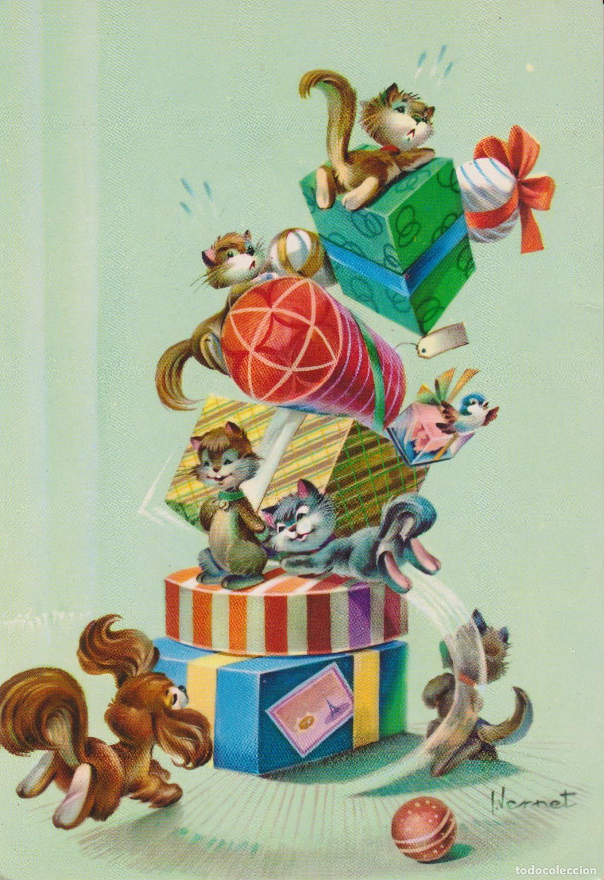 Postales: ILUSTRADOR: I.VERNET, ARDILLAS JUGANDO &ndash; EDITA CyZ 6631 &ndash; ESCRITA