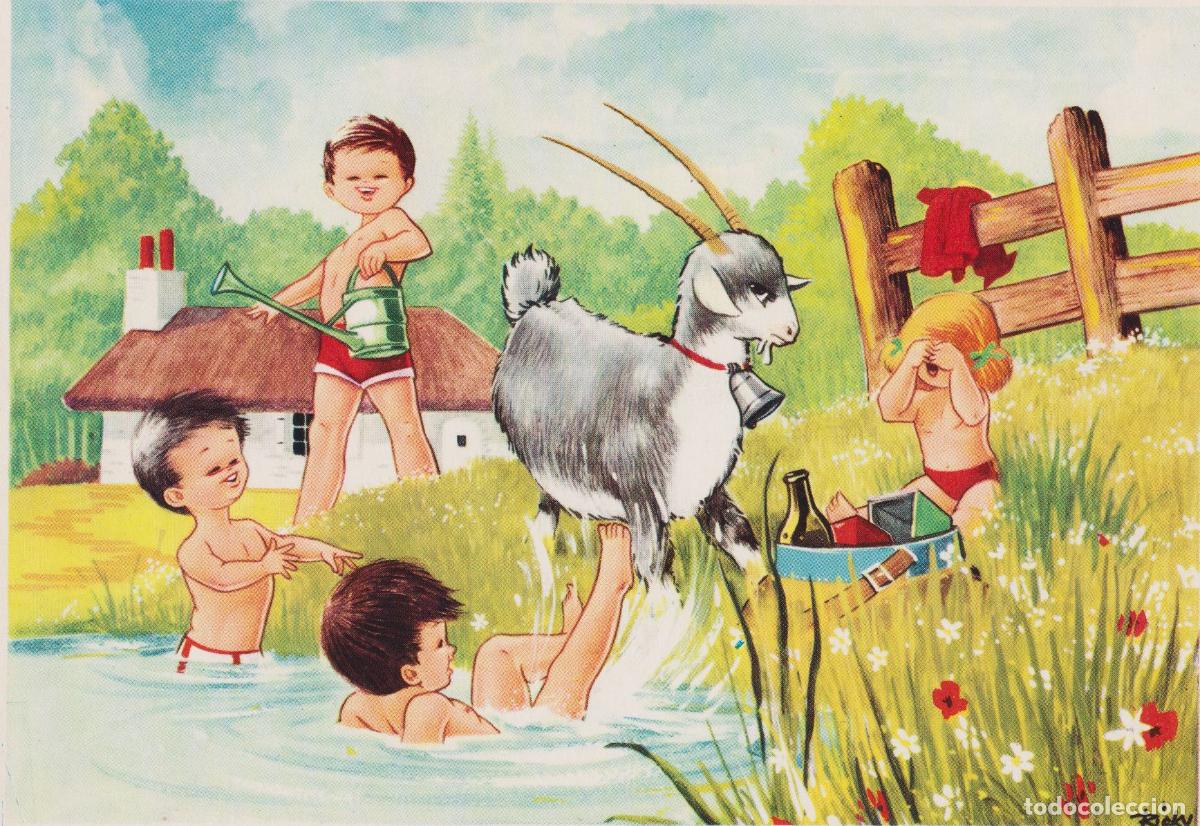 Postales: ILUSTRADOR: RICKY, BA&Ntilde;O EN EL RIO &ndash; JC 65305 &ndash; S/C