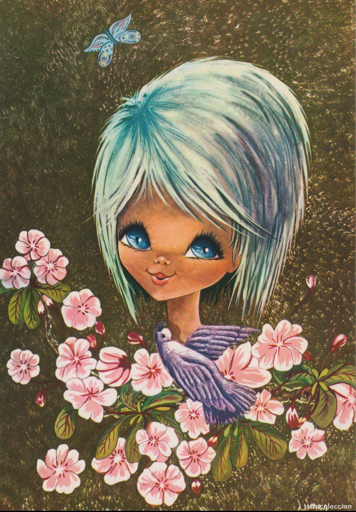 Postales: ILUSTRADOR: LIMES, JOVEN, FLORES &ndash; BV P20082-4 &ndash; S/C
