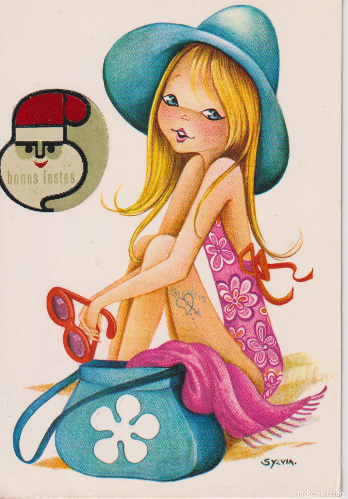 Postales: ILUSTRADOR: SYLVIA, EN LA PLAYA &ndash; BV P20159-4 &ndash; CIRCULADA