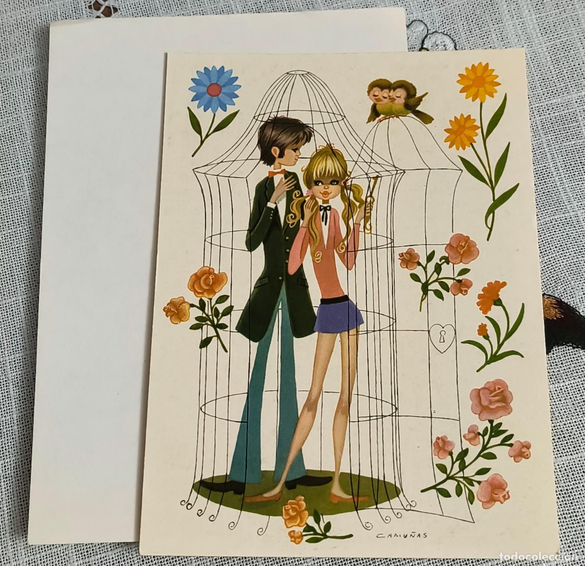 Postales: POSTAL ADHESIVA | PAREJA EN UNA JAULA